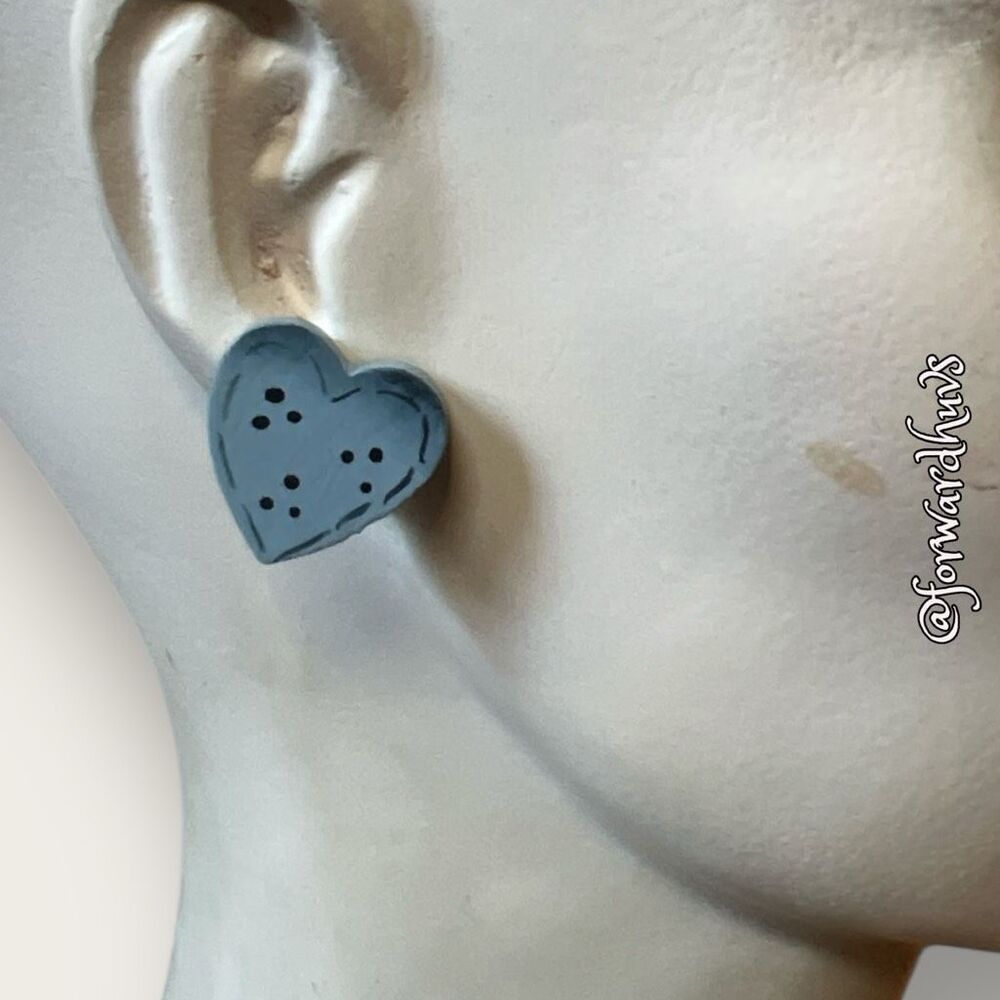 Bundle Sale 3 for $15 | Blue Wooden Heart Earrings
